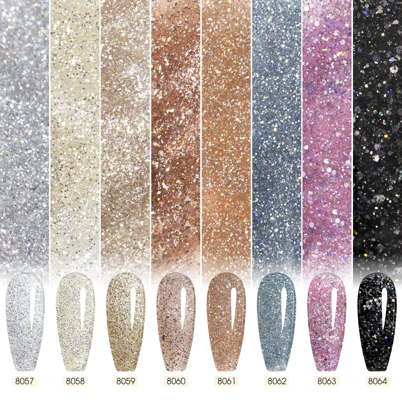 6pcs*9ml CANNI Sparkle Glietter Nail Gel Kit TPO FREE HEMA FREE Soak Off UV LED Polish Gorgeous Color Semi Permanent EU Standard