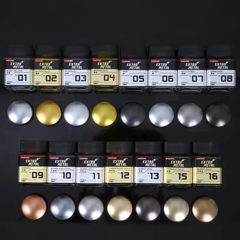 18ml JUMPWIND Metal Series Model Paint High Gloss Metallic Pigment DIY Handicraft Character Model Art Coloring Painting Supplies
