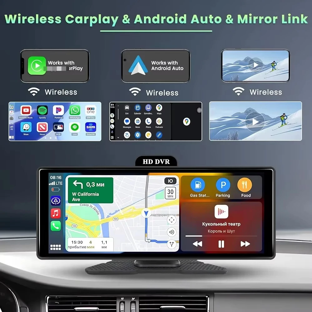 Carplay DashCam Dash Cam Front and Rear 4k Waterproof Camera Car Dvr Dash Cam Wireless CarPlay Screen FM Dash Camera for Cars - view 4