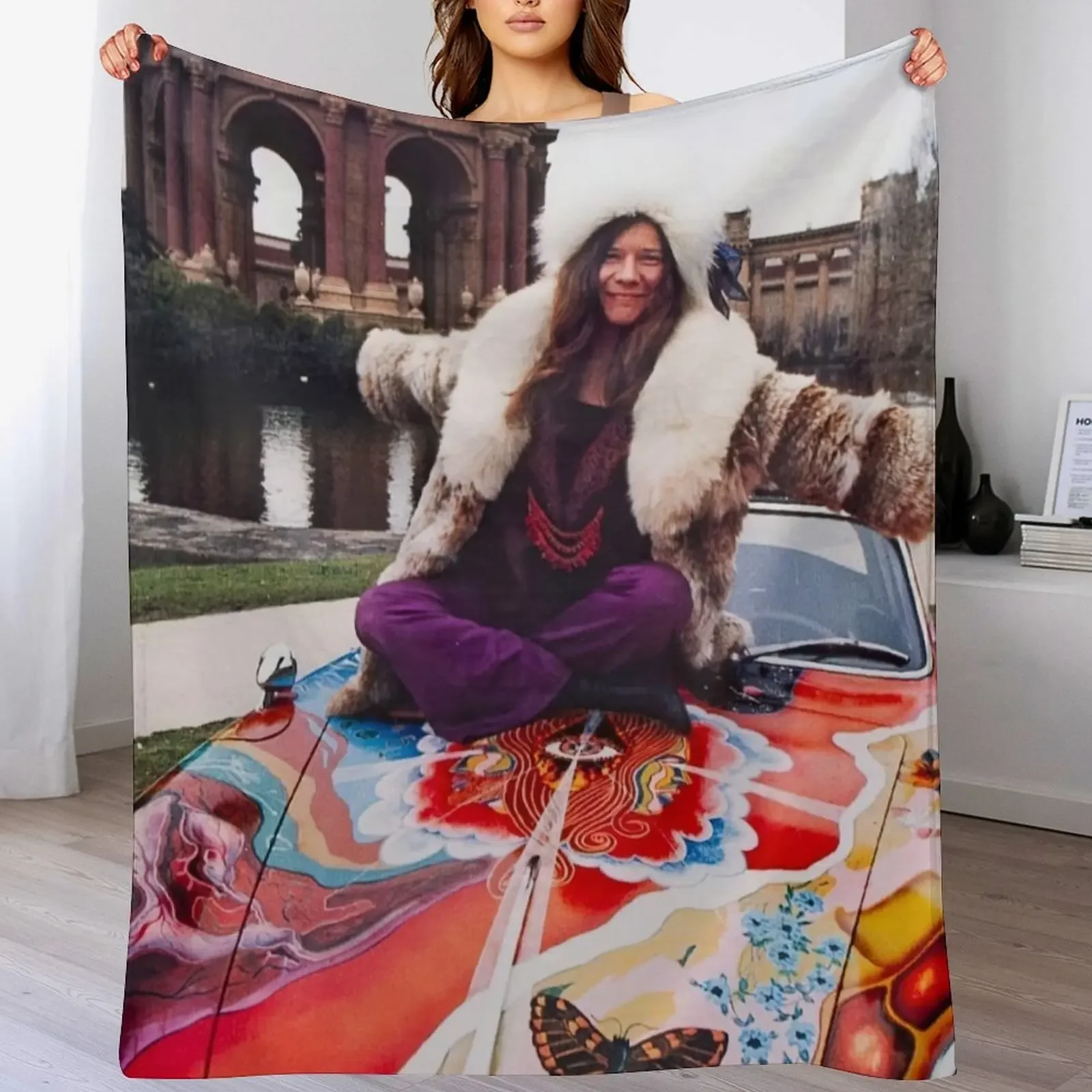 

Janis Joplin Throw Blanket Thin warm for winter Flannel Fabric Decoratives Blankets