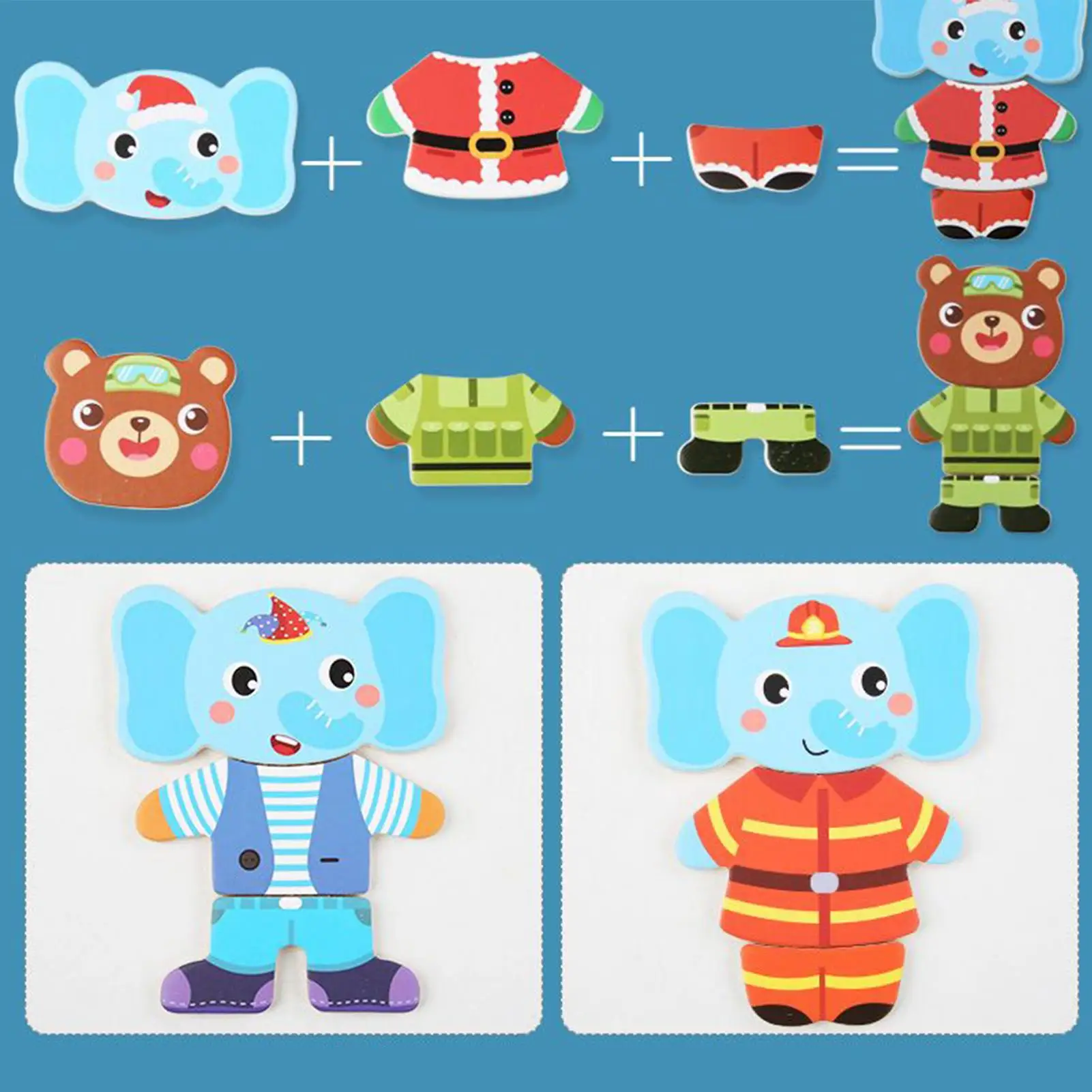 Quebra-cabeças de madeira educativos, brinquedos de motor fino, urso de madeira, família, quebra-cabeça para crianças, meninos e meninas