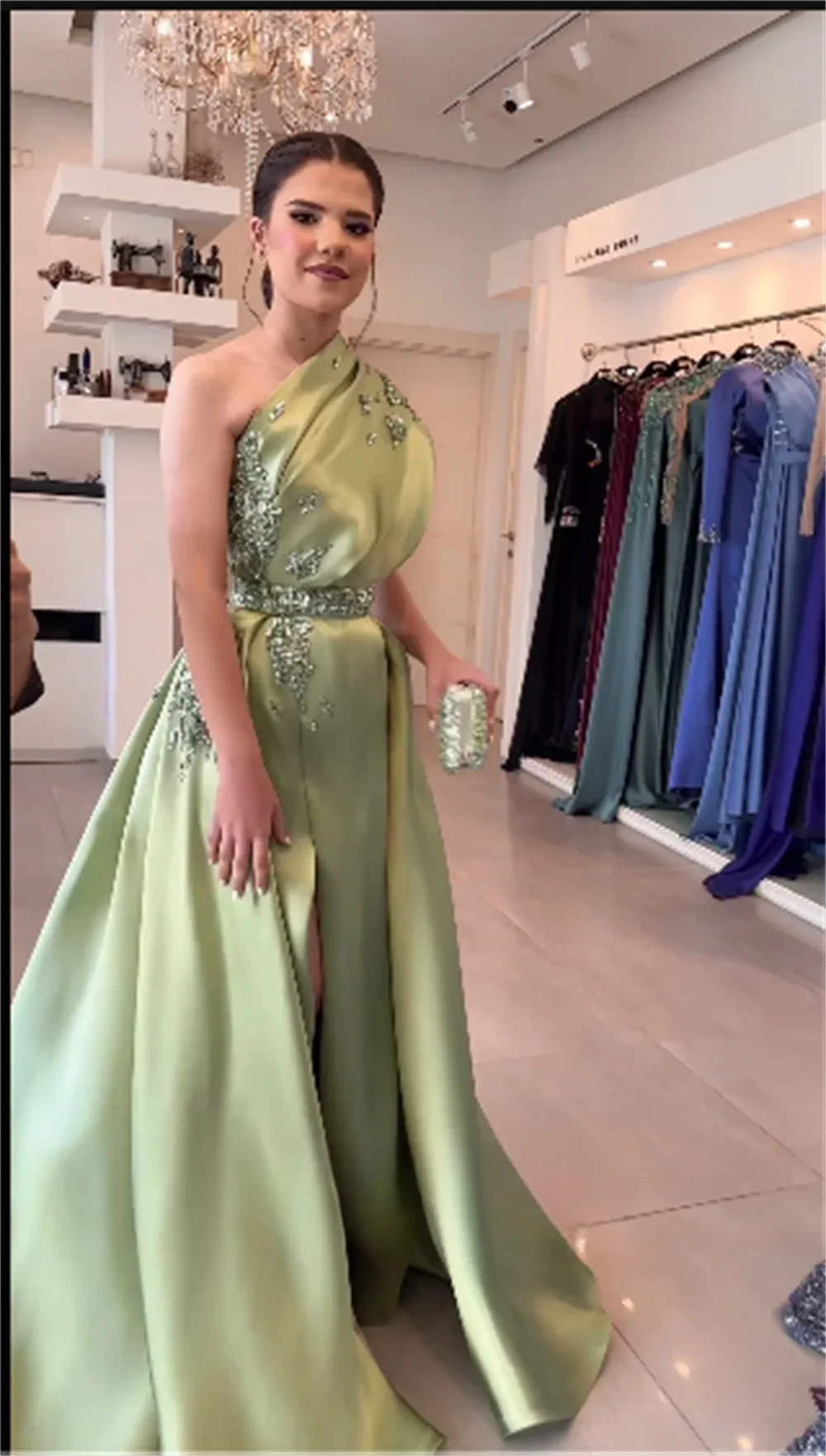 Customized Formal Gown Prom Evening Dress Asymmetrical One Shoulder A-line Floor Length Flower Skirts Bespoke Occasion Dresses S