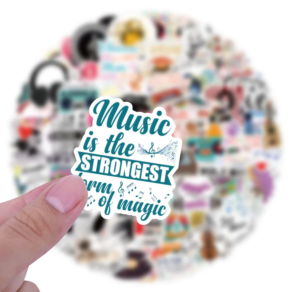 100PCS Music Sticker Decoration For Laptop Water Cup Piano Guitar Luggage DIY Note Sticker Toy