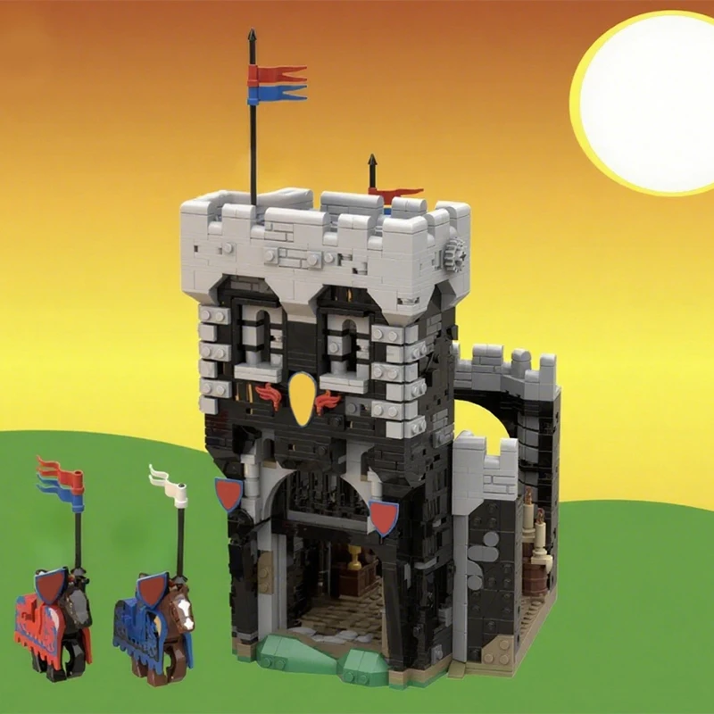 1537pcs MOC The Black Knight's Castle Front Gate Castle Black Knights Model Building Blocks Christmas Gift Toy Assemble Craft