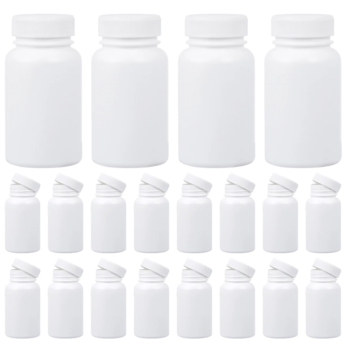 

20 шт., 100 мл, портативные контейнеры для таблеток, белые маленькие дорожные бутылки для таблеток, капсулы для хранения, спиральная крышка, органайзер для лекарств