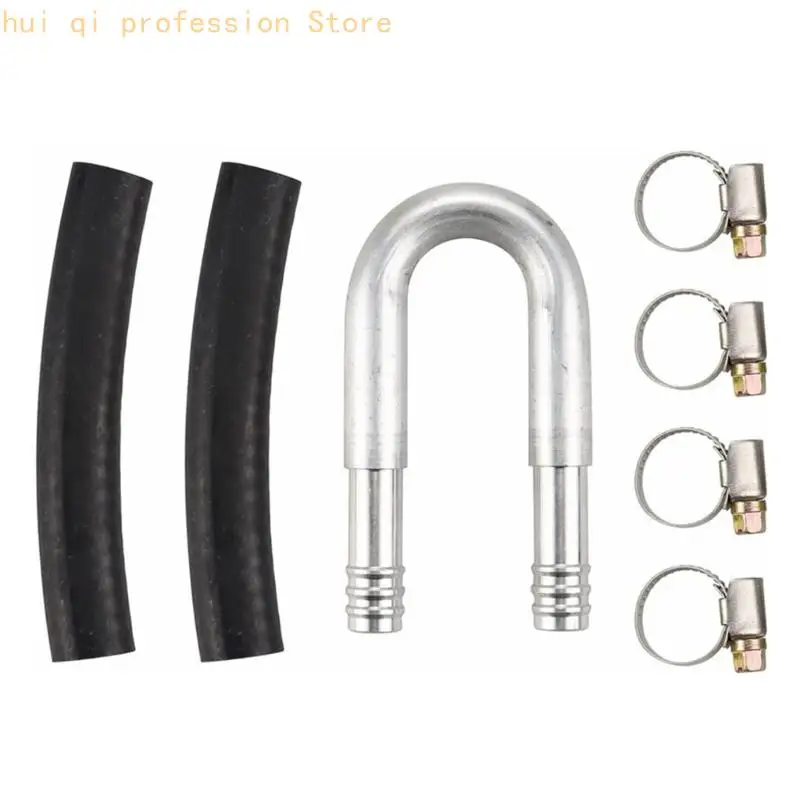 Motorwartungs-Verbindungsstück aus Aluminium mit U-Biegung, Schlauch und vier Befestigungselementen für den Kraftstofffilterservice H8WE – Detail 6