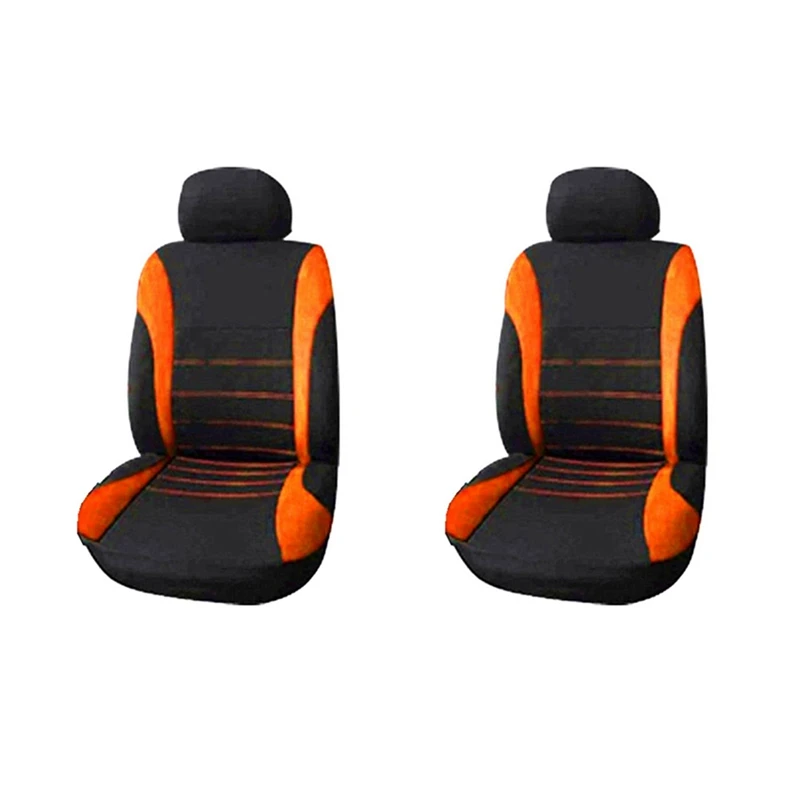 2X Front Car Seat Covers Front Airbag Ready Sport Bucket Seat Cover, Automobiles Seat Covers (Black + Orange)