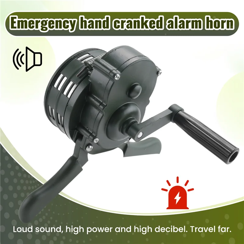 -ABGY Sirene de manivela manual de emergência, buzina 110DB, aviso manual, escola, compras, incêndio, ataque aéreo, componente do sistema de alarme de segurança