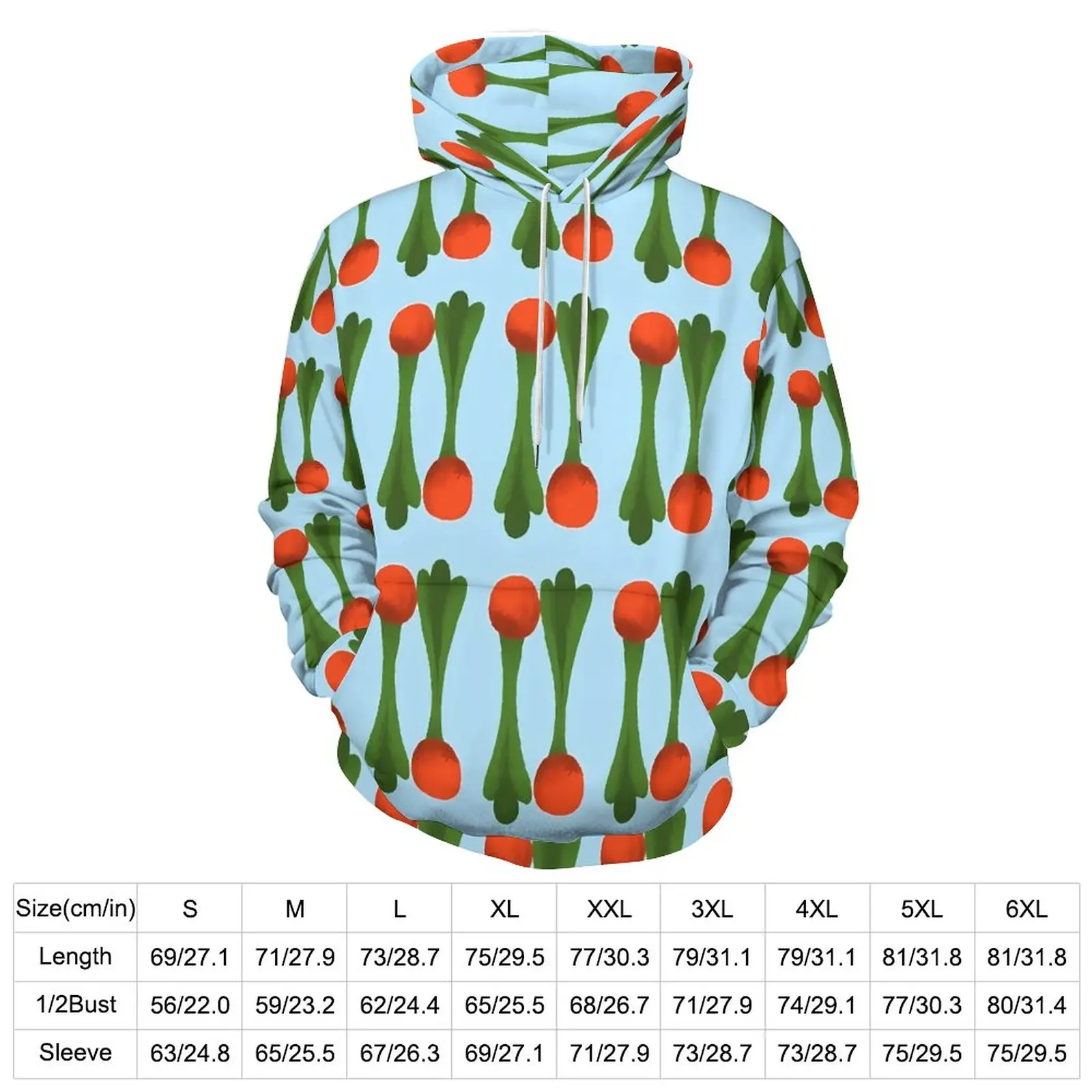 Radishes Hoodies Vegetable Print Street Fashion Casual Hoodie Long Sleeve Y2k Custom Hooded Sweatshirts Big Size 4XL 5XL