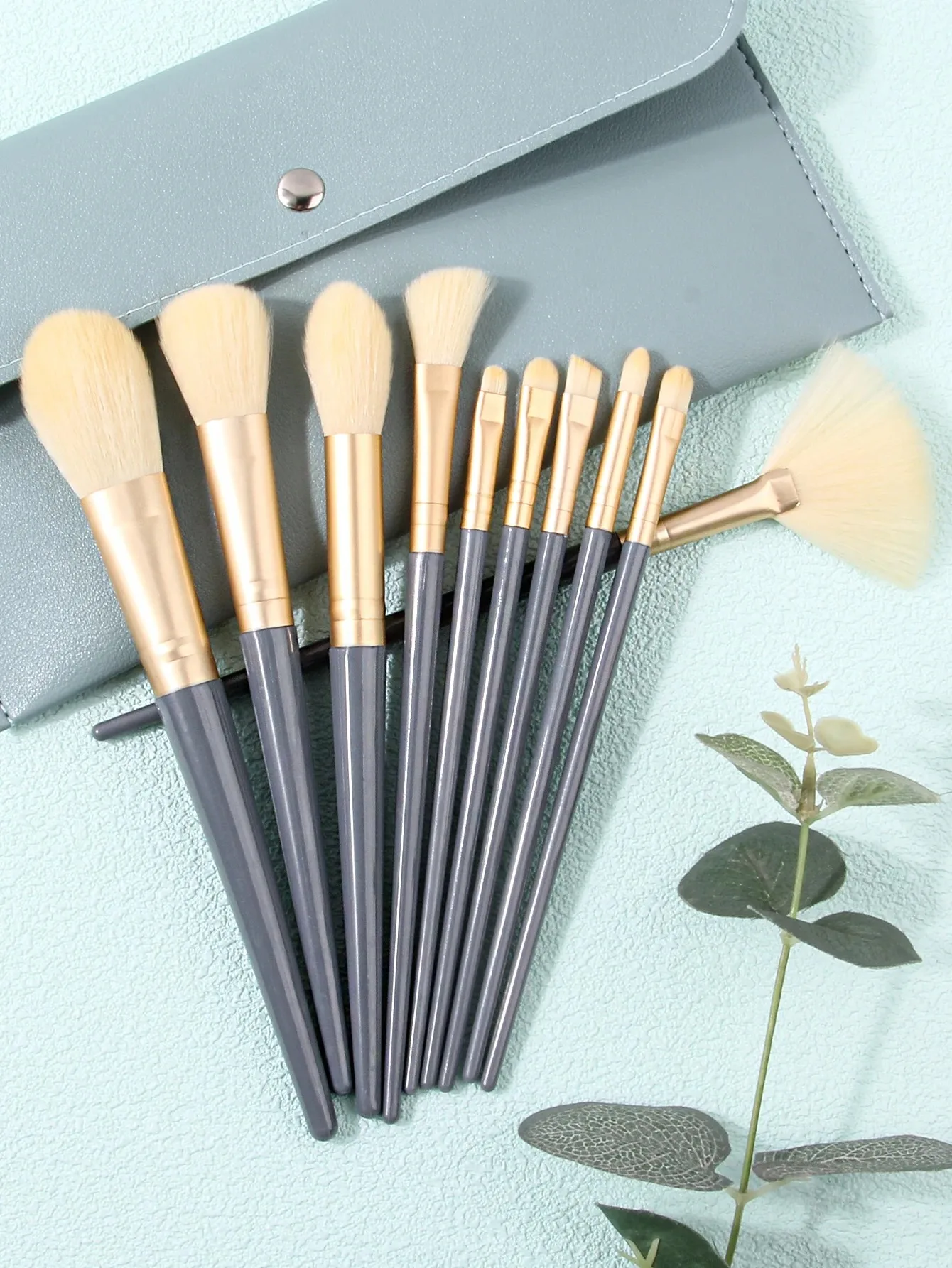 PRO 10-make-upborstelset - Vegan Cosmetics Brushes Kit voor foundation, concealer, blozen, oogschaduw, markeerstift, professionele mak