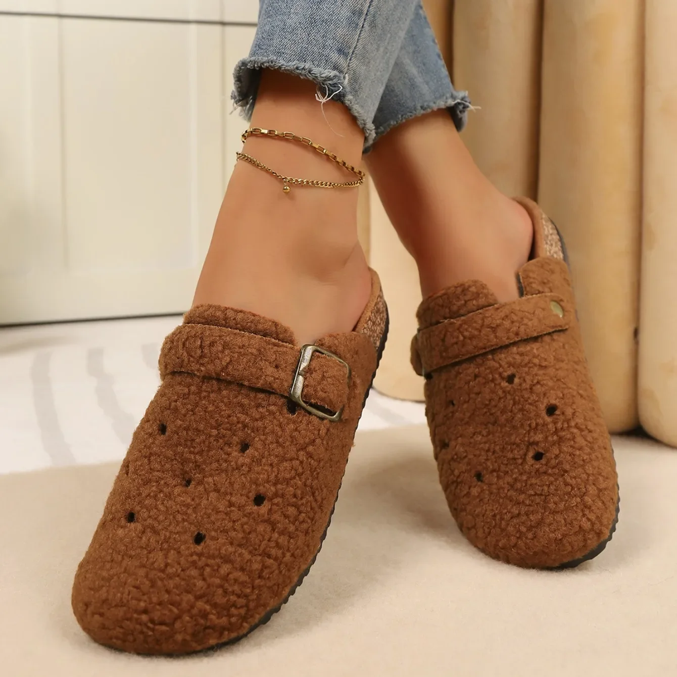 Damen Einfarbige Vintage Bequeme Hausschuhe Neue Sommer Damen Fischmaul Geschlossene Zehen Leichte Lässige Modische Sandalen – Detail 9