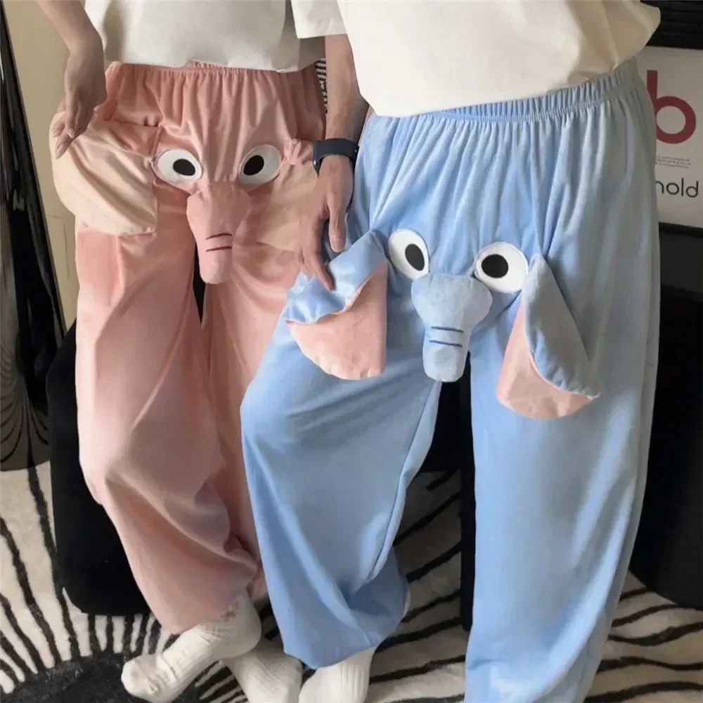 

Tricks Cute Trousers Flying Elephant Shorts Summer Funny Couples Pants for Students Loose Home Sleepwear for Male and Female