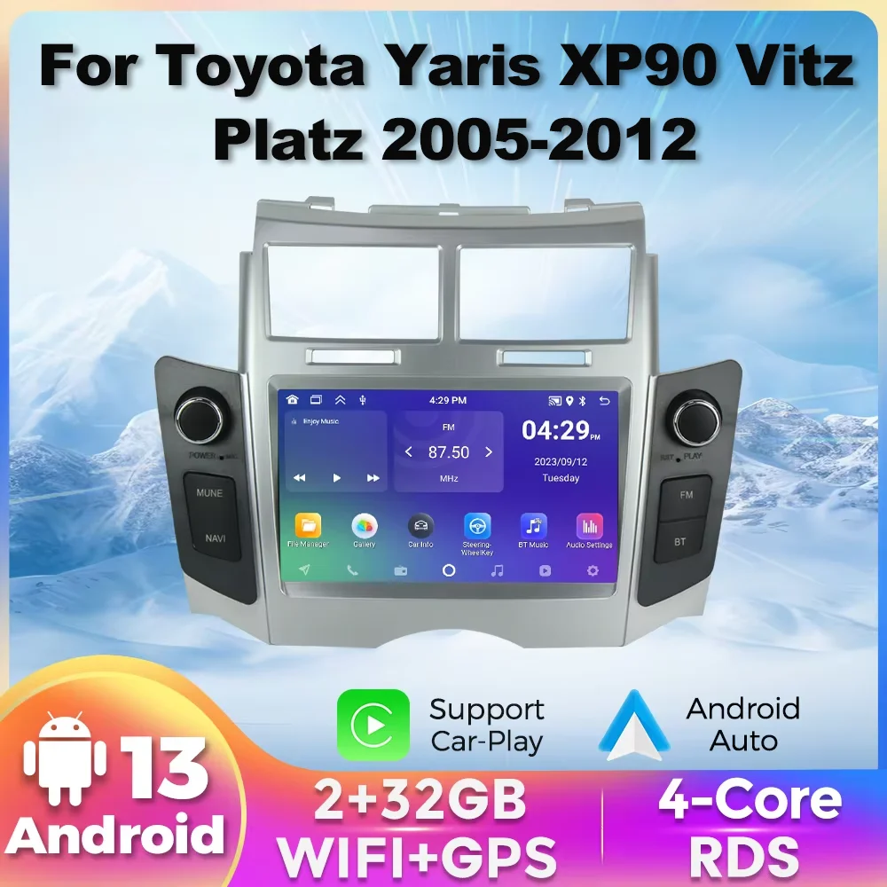 7inch Car DVD Multimedia Player For Toyota Yaris XP90 Vitz Platz 2005-2012 2 Din GPS Navigation Carplay Audio Stereo Head Unit