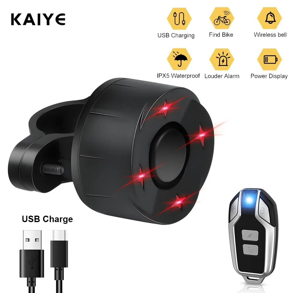 Wireless Bicycle Alarm Remote Control Waterproof Electric Motorcycle Scooter Bike Security Protection Vibration Alarm USB Charge