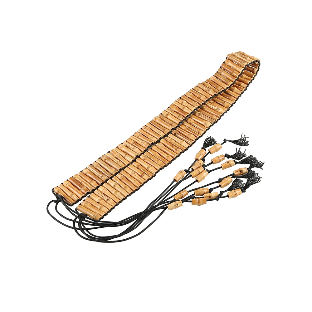 手作り天然竹根ベルト手織り衣類装飾アクセサリービーズタッセルウエストチェーン