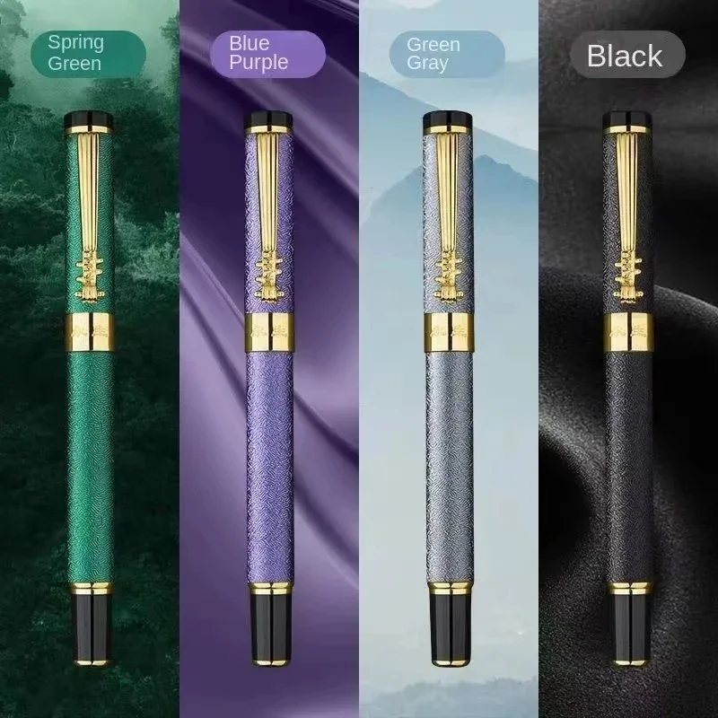 Fashion Design Brand Dragon Head Crystal Metal Ink Fountain Pen Office Business Men Writing Pen