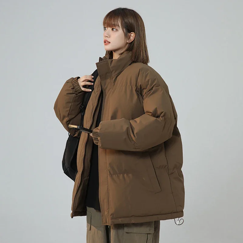 Autumn Winter New Women Jacket Cotton-padded Clothes Short Korean Fashion Stand Collar Thicken Bread Jacket Female Coat