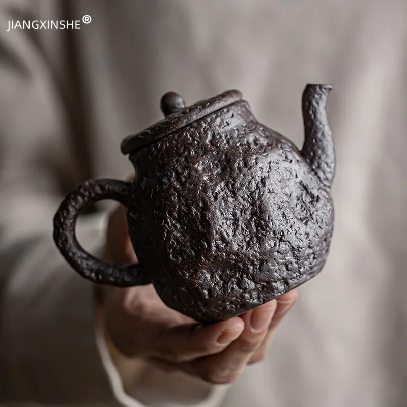 Rock Mine Handmade Teapot Household Single Pot Chinese Crude Pottery With Filter Kung Fu Tea Set Wood Burning Antique Tea Set