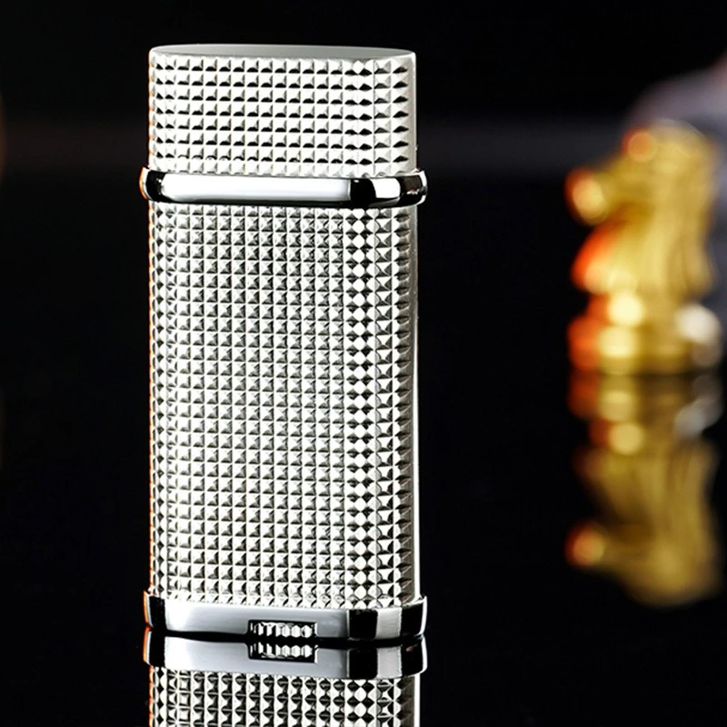New Luxury Fashionable Electroplating Process Oblique Fire Lighter Metal Grinding Wheel Retro Pipe Lighter Cigarette Accessories