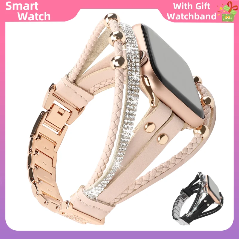 2024 Fashion Smart Watch For Women Gift Sport Fitness Bracelet Music Control Bluetooth Call Smartwatch Calorie Message Display