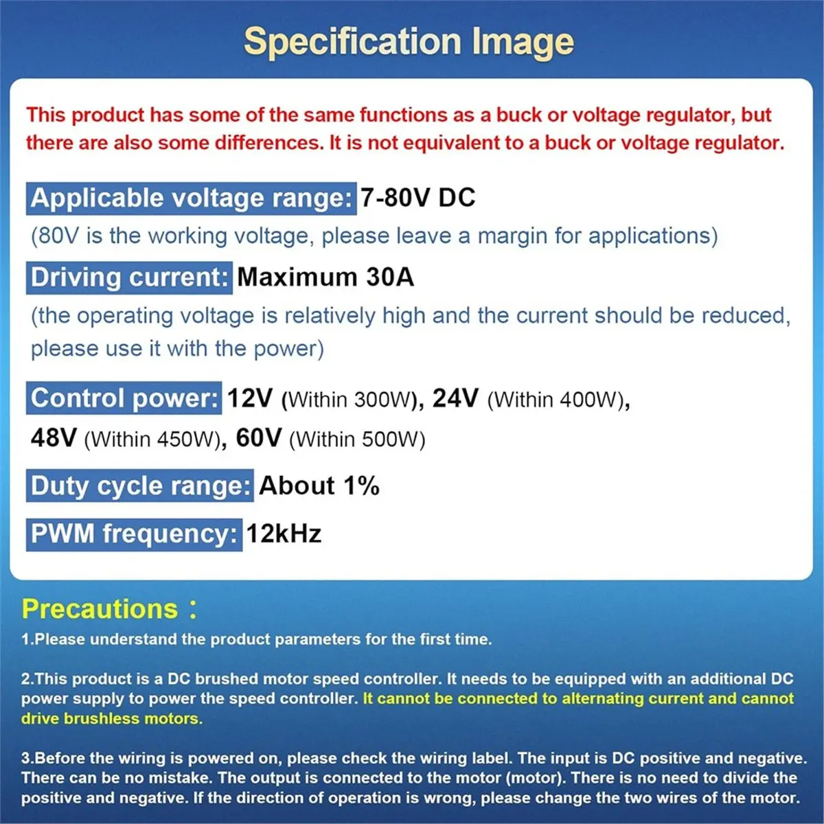 A64I DC Motor Speed Control Pulse Width Controller,Non-Voltage Regulated DC 7-70V Input,Built-in 30A Overcurrent Protection