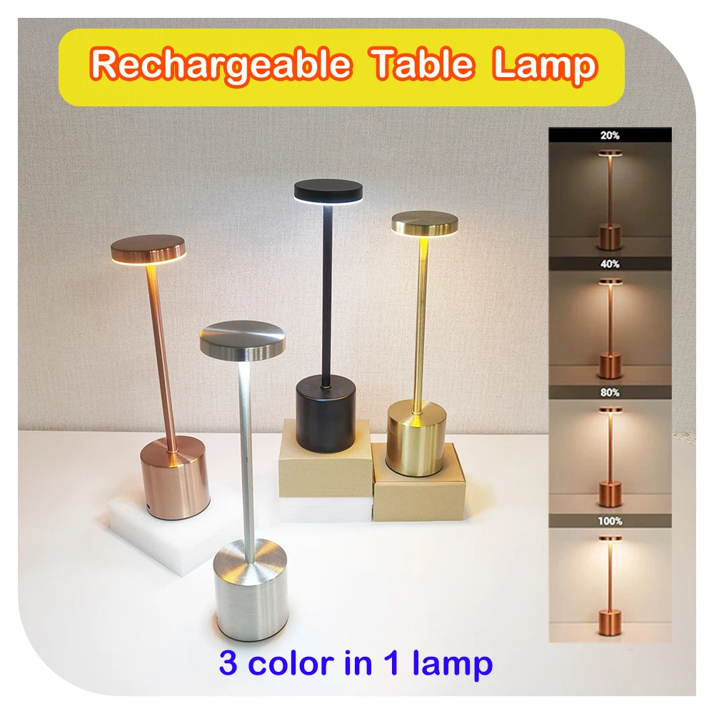 Rechargeable Led Night Light 3 Color Touch Table Lamp Creative Bedside Lights Outdoor Dining Written Lights Hotel Decor