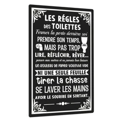 Putuo Decor 1pc French Vintage Tin Sign, Les Regles Des Toilettes, Wall Art Decor for Home Toilet Washroom Bathroom Loo Wc