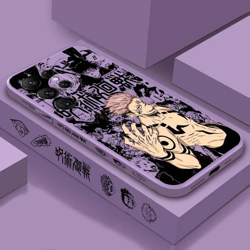 

New Jujutsu Kaisen Cartoon For Samsung Galaxy S25 S24 S23 S22 S21 S20 Ultra Plus FE 5G Liquid Left Rope Cover Phone Case