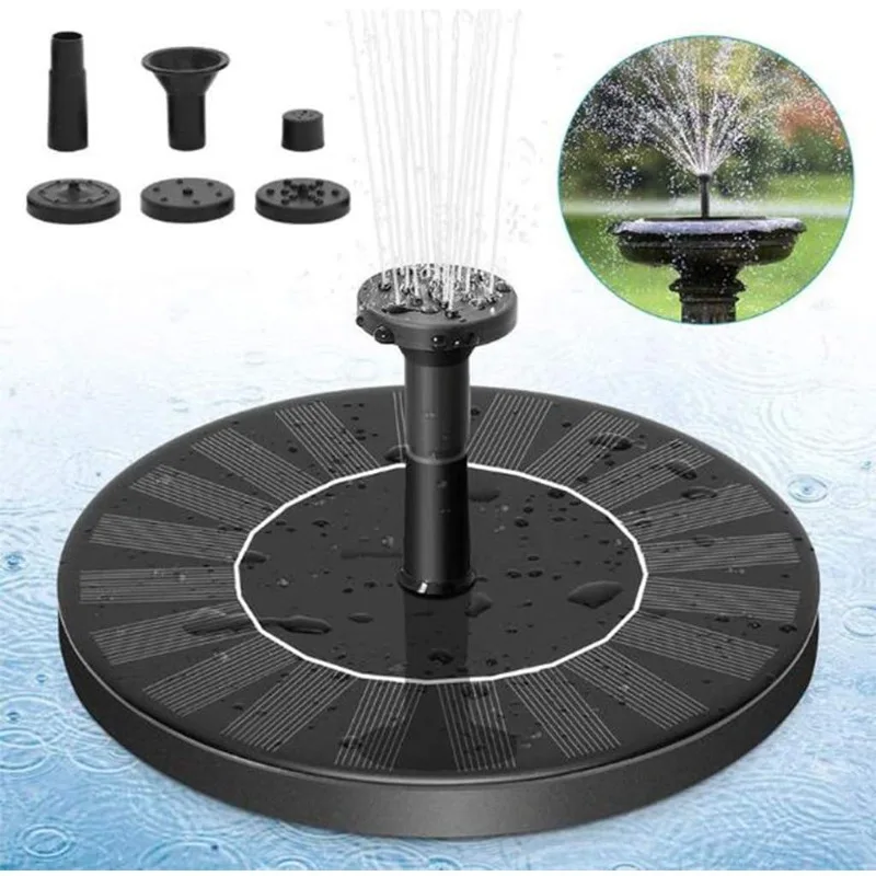 Solar Bird Pool Fountain with 6 Different Nozzles and 4 Unique Fixtures Solar Fountain Pump for Bird Pool