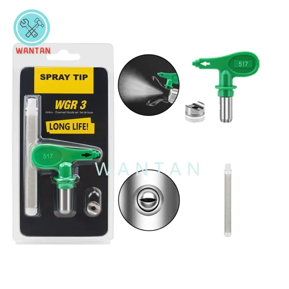 Airless Spray Tip Green Nozzle 215 321 423 517 Nozzle+FilterSprayer Airbrush Tip for Titan Wagner Airless Paint Spray Gun