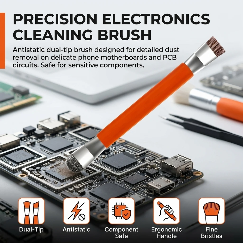 Dual Head Anti Static Cleaning Brush for Solder Joint and Interface Dust Removal in Mobile Phone Computer Mainboard PCB Repair