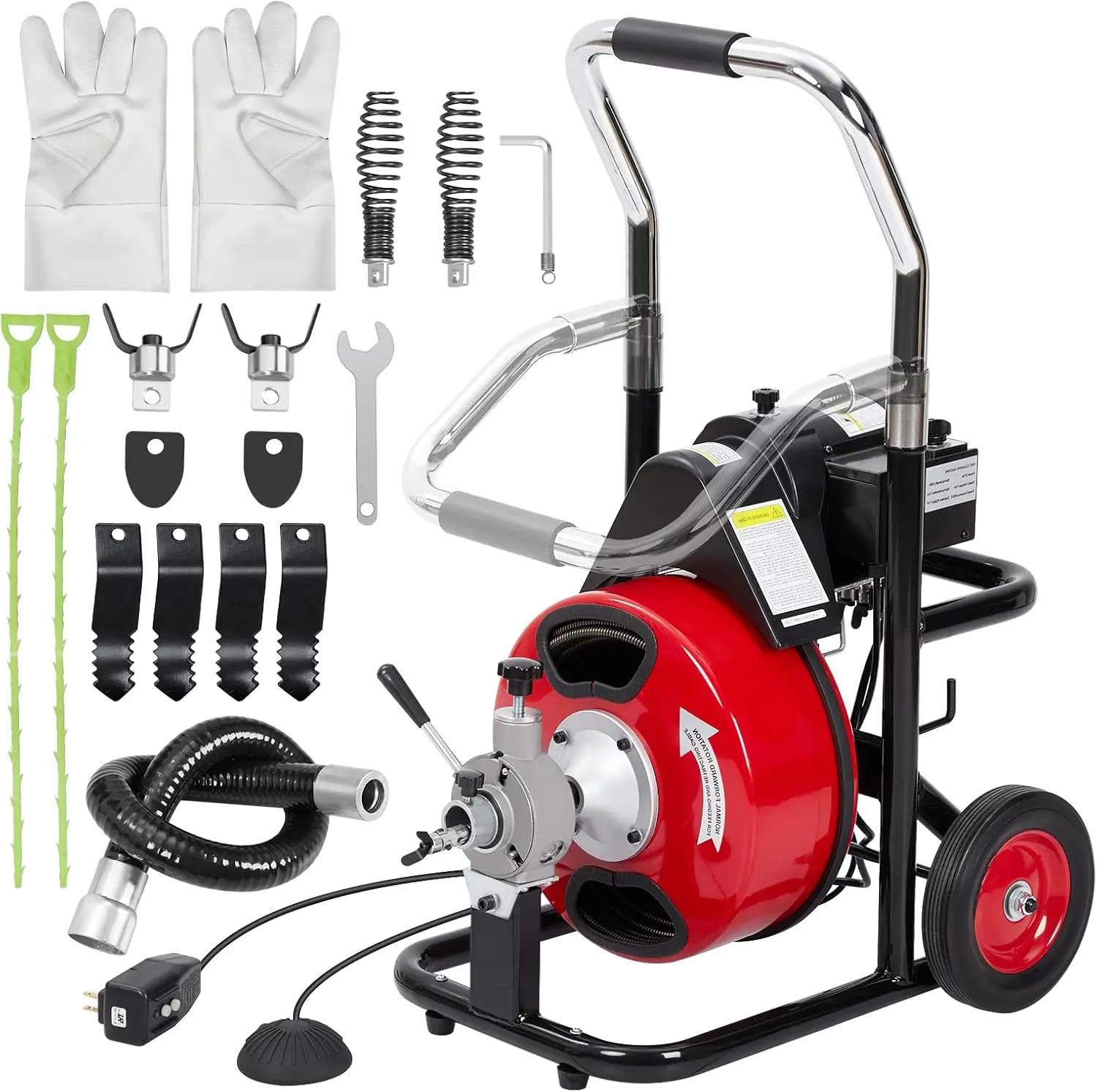 Máquina limpiadora de drenaje de 75 pies y 1/2 pulgadas, barrena de drenaje eléctrica automática profesional para tubos de 1 a 4 pulgadas, drenaje eléctrico portátil