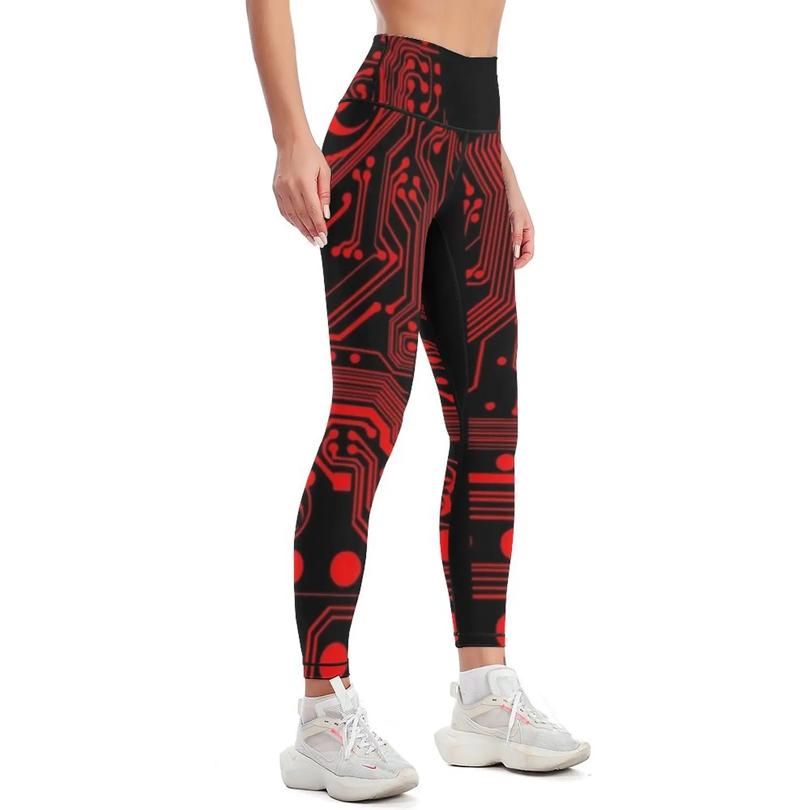 Red Biohazard (Cybergoth) Leggings Clothing fitness Women's high waist sports tennis for Women's sports pants Womens Leggings