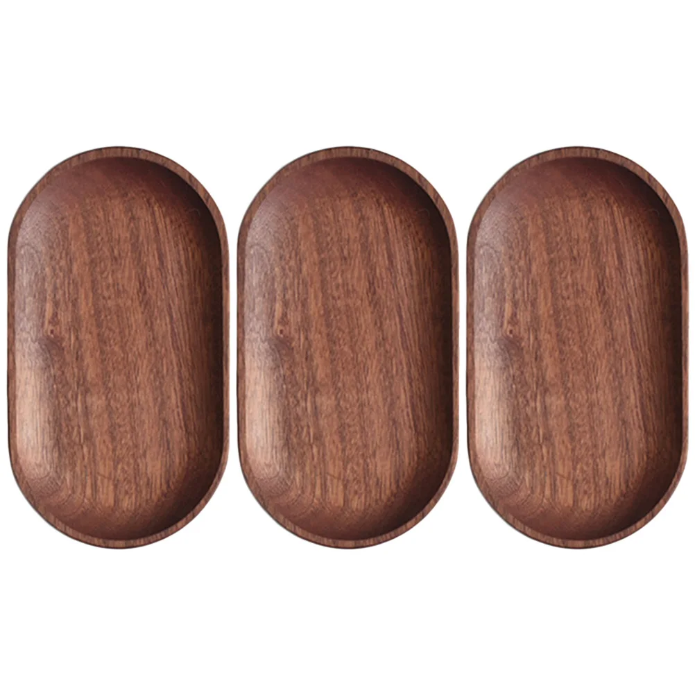 

3 Pcs 18cm Oval Wood Tray Desktop Dessert Serving Dish Fruit Platter Cake Board Decorative Platters Wooden Food Plates
