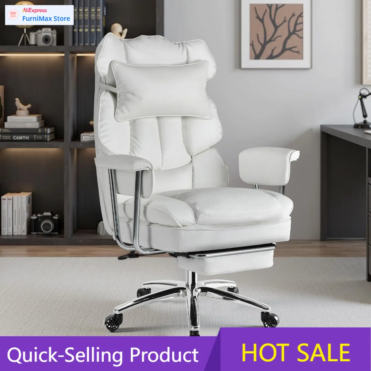 

Ограниченная по времени акция: Эргономичное офисное кресло Executive Home Office Desk Chair с высокой спинкой, подставкой для ног и поясничной опорой, с функцией откидывания спинки.