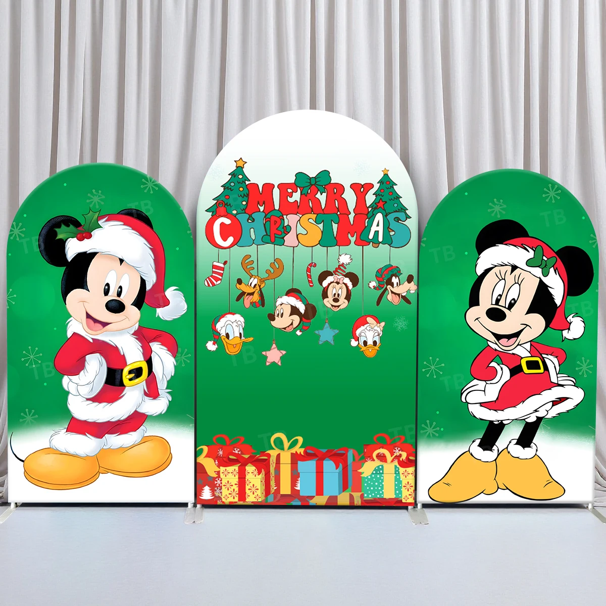 

Disney Mickey Mouse Christmas Arch Backdrop Cover Birthday Party Custom Baby Shower Photography Background Decor Elastic Fabric