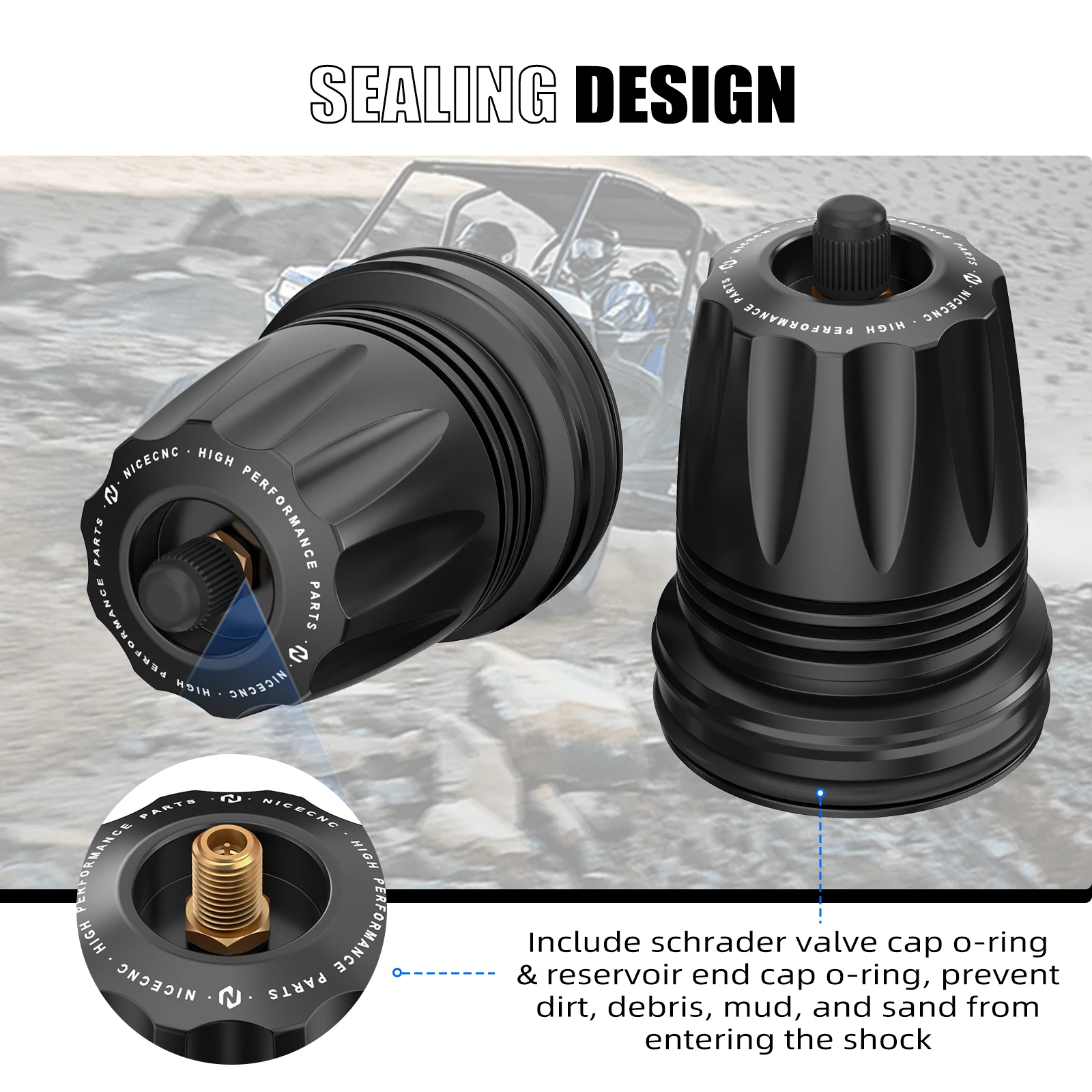 

NICECNC Suspension Reservoir End Caps With O-rings For Polaris Honda Talon 1000R Yamaha Can AM Mavericks Kawasaki Arctic Cat