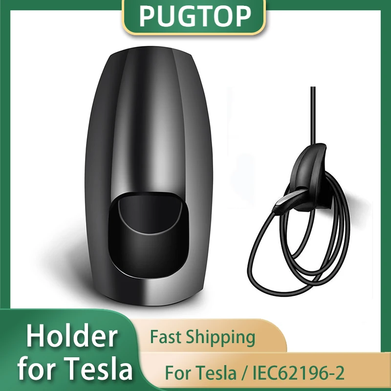 Pugtop Ev Oplader Houder Muurbevestiging Voor Tesla Model 3/Y/S/X Type 2 IEC62196-2 Tesla Oplader Kabel Houder Connector Socket