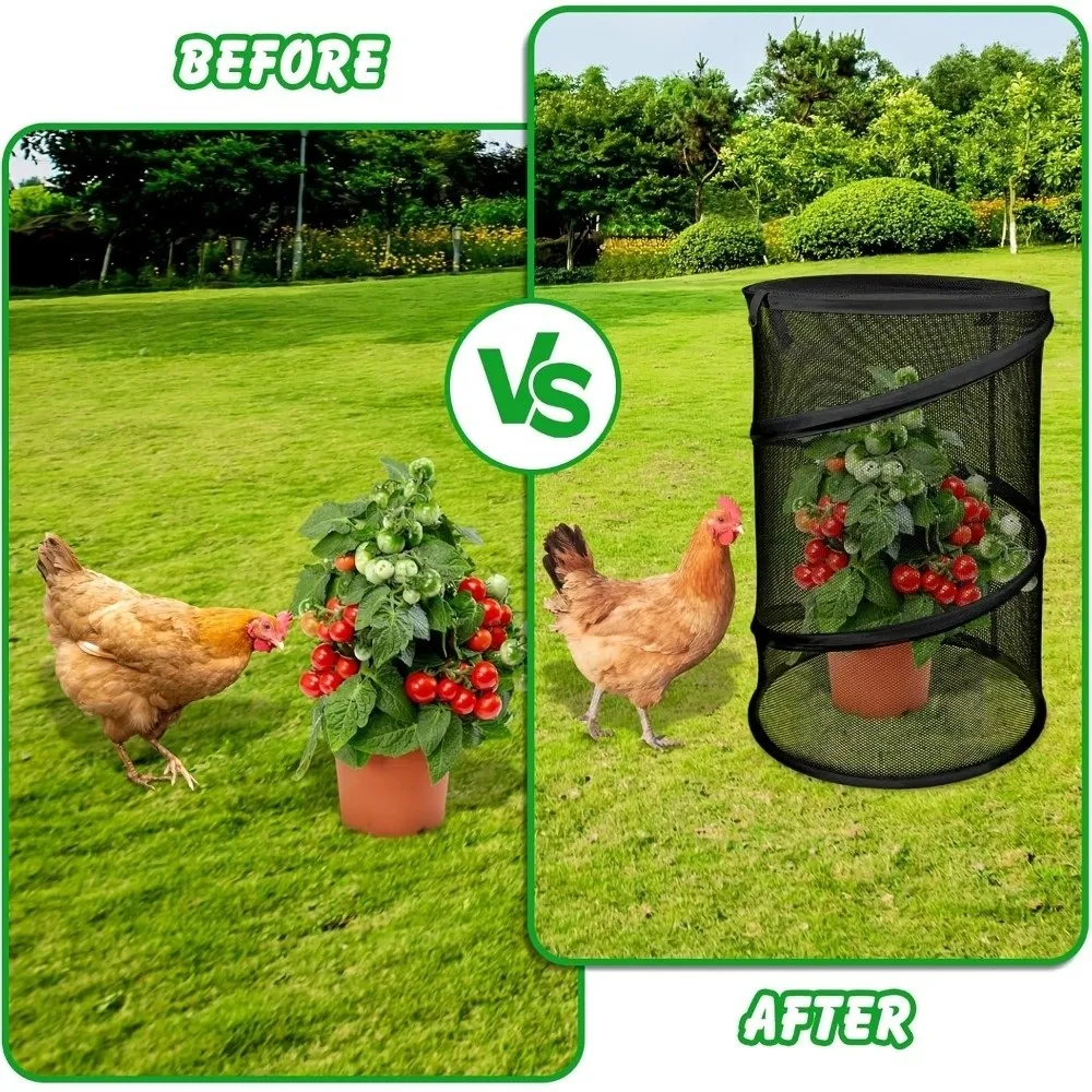 Pop-Up Mesh Plant Guard Folding Reusable Garden Mesh Protector Breathable with Ground Pegs Plant Cover Garden