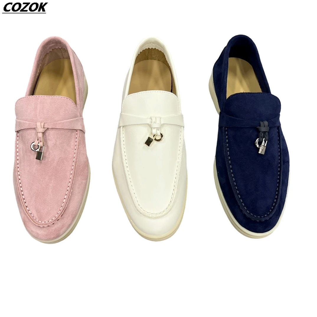 Loafer shoes women 2024 spring  autumn real leather flat large size comfortable slip-on lazy shoes single shoes penny shoes