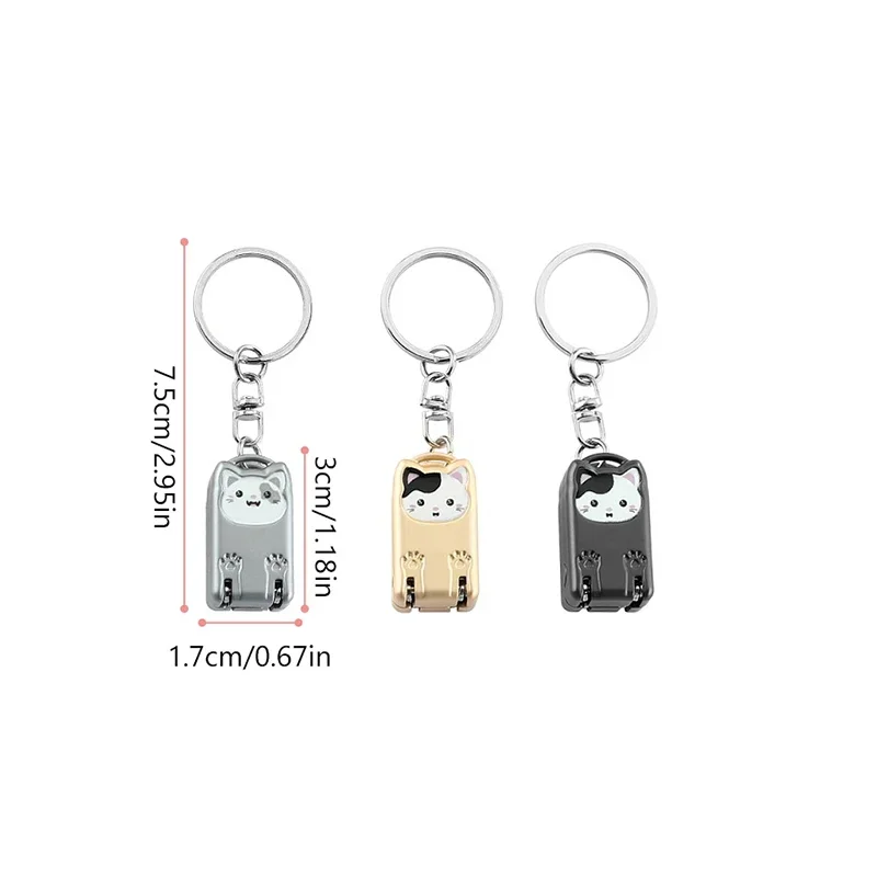 New Stainless Steel Fingernail Clipper Metal Foldable Mini Creative Kitten Nail Clipper Trim Nails Keychain