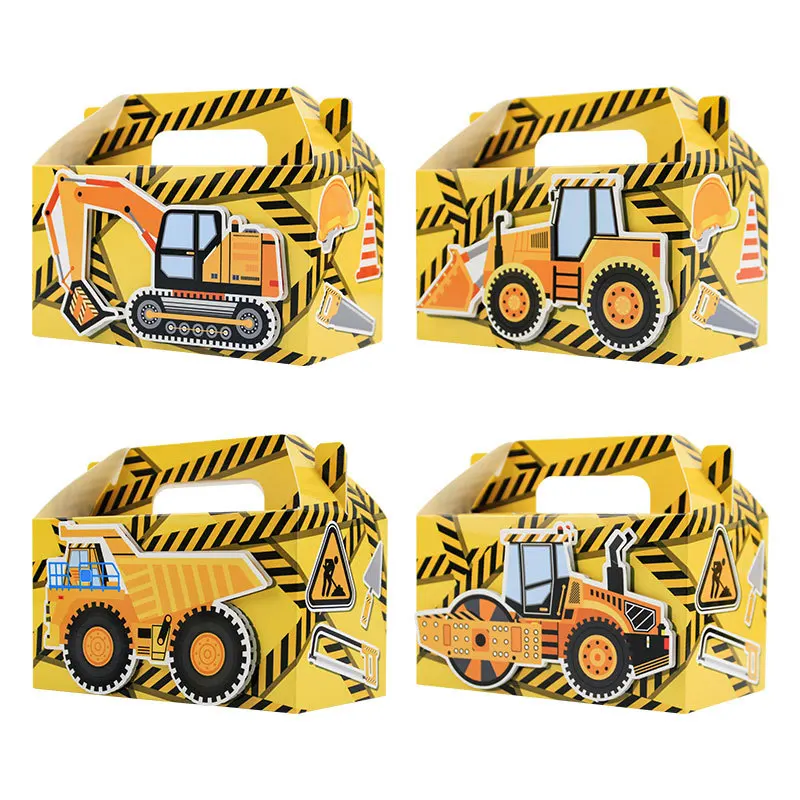 

48Pcs Baby birthday Party decoration gift bags of Construction Engineering Paper candy box and Series and Engineering hand bags