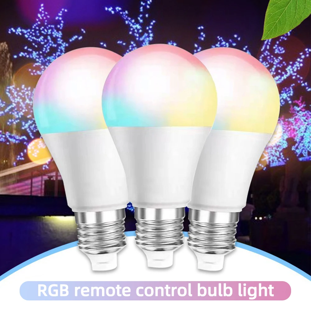 16 Colors RGB Bulb Remote Control 10W LED Multicolor Bulb E27 Base 220V Household Lighting Dimmable Atmosphere Neon Light