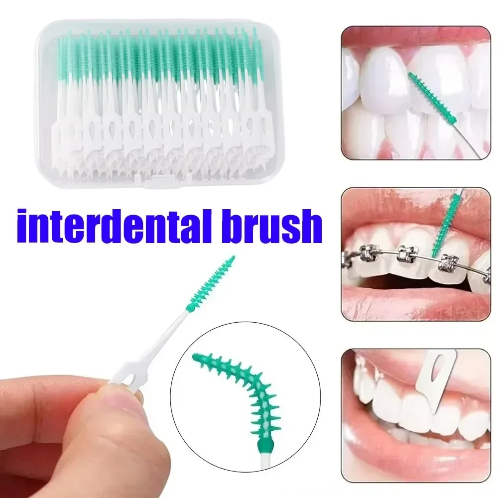 

20PCS Silicone Toothpicks Portable Threaded Interdental Brushes For Cleaning Between Teeth And Oral Hygiene Tools