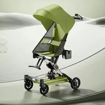 

Настраиваемая детская коляска, легкая, складывается одной кнопкой, из алюминиевого сплава, простая портативная коляска с карманом для хранения.