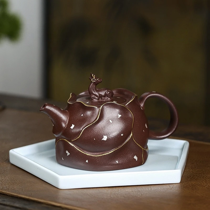 

Zisha pot Huanglongshan raw ore purple mud golden deer primrose
