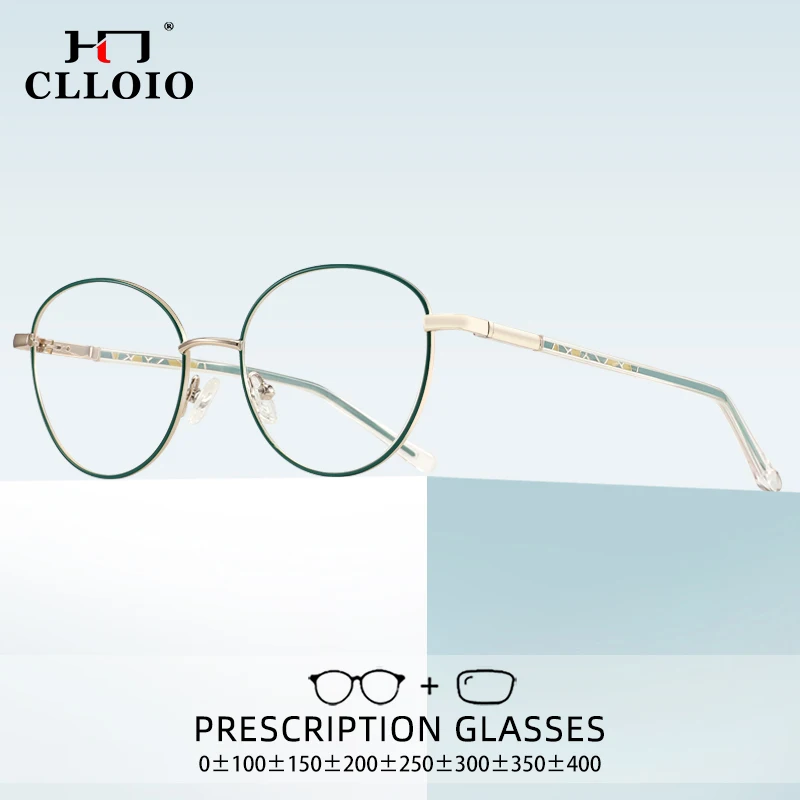 

CLLOIO Fashion Retro Round Myopia Prescription Eyewear Hyperopia Reading Glasses Women Anti Blue Light Optical Eyeglasses Frame