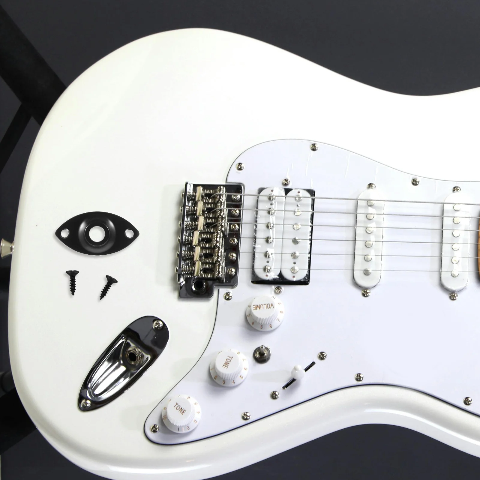 

1Set Bass Guitar Jack Plate Metal Electric Output Socket Plate Replacement Durable Pickup Accessory Professional