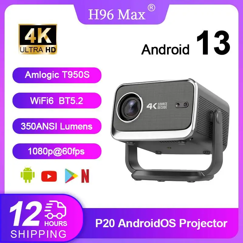 H96 Max P20 Pro Smart Home Theater Video Game Projector, Android 13, Full HD 1080P, Auto Focus,Auto Keystone,Freestyle Beamer