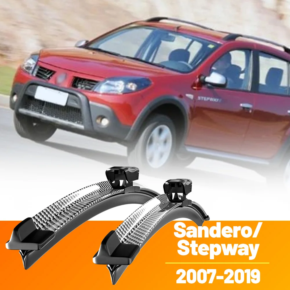 2 piezas de escobillas limpiaparabrisas delanteras de fibra de carbono para Renault Sandero Stepway 2007-2019 2008 2012 2013 2014 2015